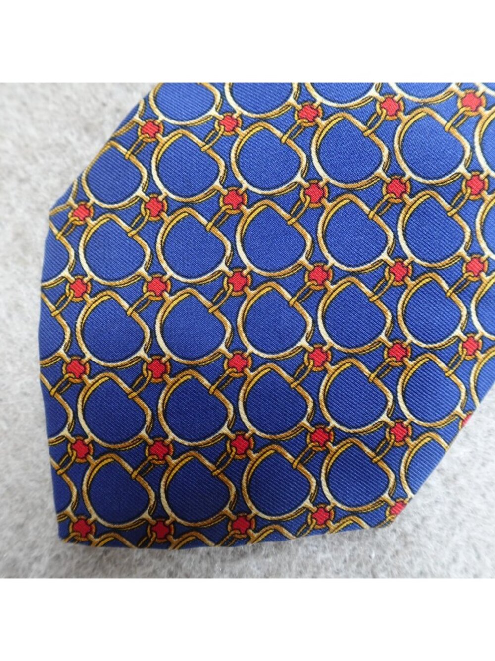 The Custom Shop Tie Blue All Over Print Equestrian Silk USA Made